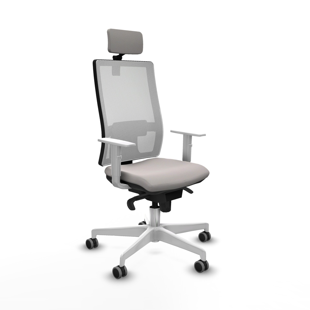 Horna sincro malla blanca similpiel blanco brazos blancos base blanca cabecero 2D ruedas 65mm engomadas