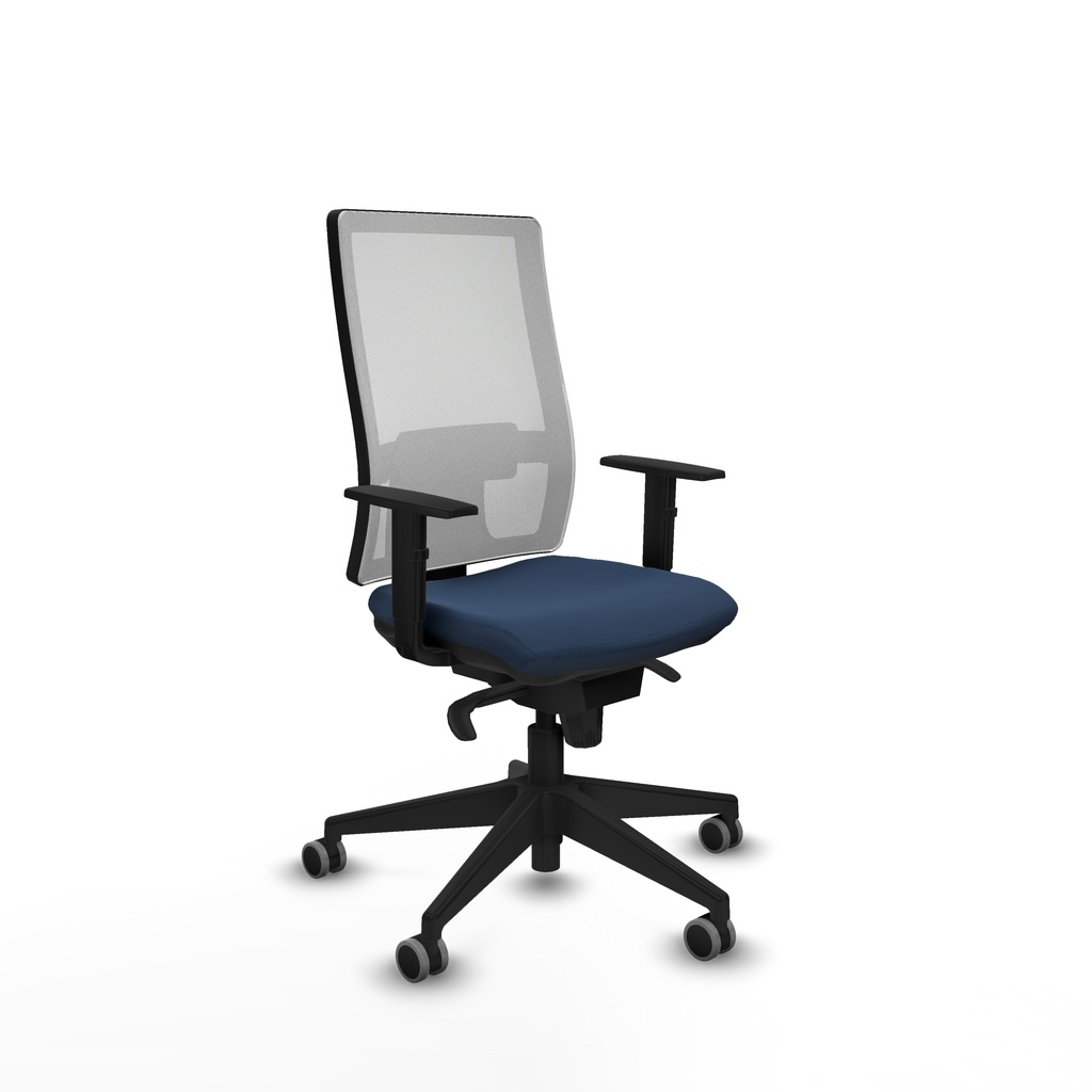 Horna sincro malla blanca similpiel azul marino brazos 1D base piramidal  ruedas 65mm engomadas