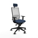Horna sincro malla blanca similpiel azul marino brazos 1D base piramidal cabecero 2D ruedas 65mm engomadas