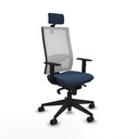 Horna sincro malla blanca similpiel azul marino brazos 1D base piramidal cabecero 2D ruedas 65mm nailon