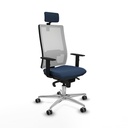 Horna sincro malla blanca similpiel azul marino brazos 1D base aluminio cabecero 2D ruedas 65mm engomadas