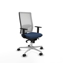 Horna sincro malla blanca similpiel azul marino brazos 1D base aluminio  ruedas 65mm nailon