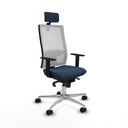 Horna sincro malla blanca similpiel azul marino brazos 1D base aluminio cabecero 2D ruedas 65mm nailon