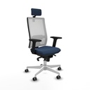 Horna sincro malla blanca similpiel azul marino brazos 2D base blanca cabecero 2D ruedas 65mm engomadas