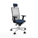 Horna sincro malla blanca similpiel azul marino brazos 2D base blanca cabecero 2D ruedas 65mm nailon