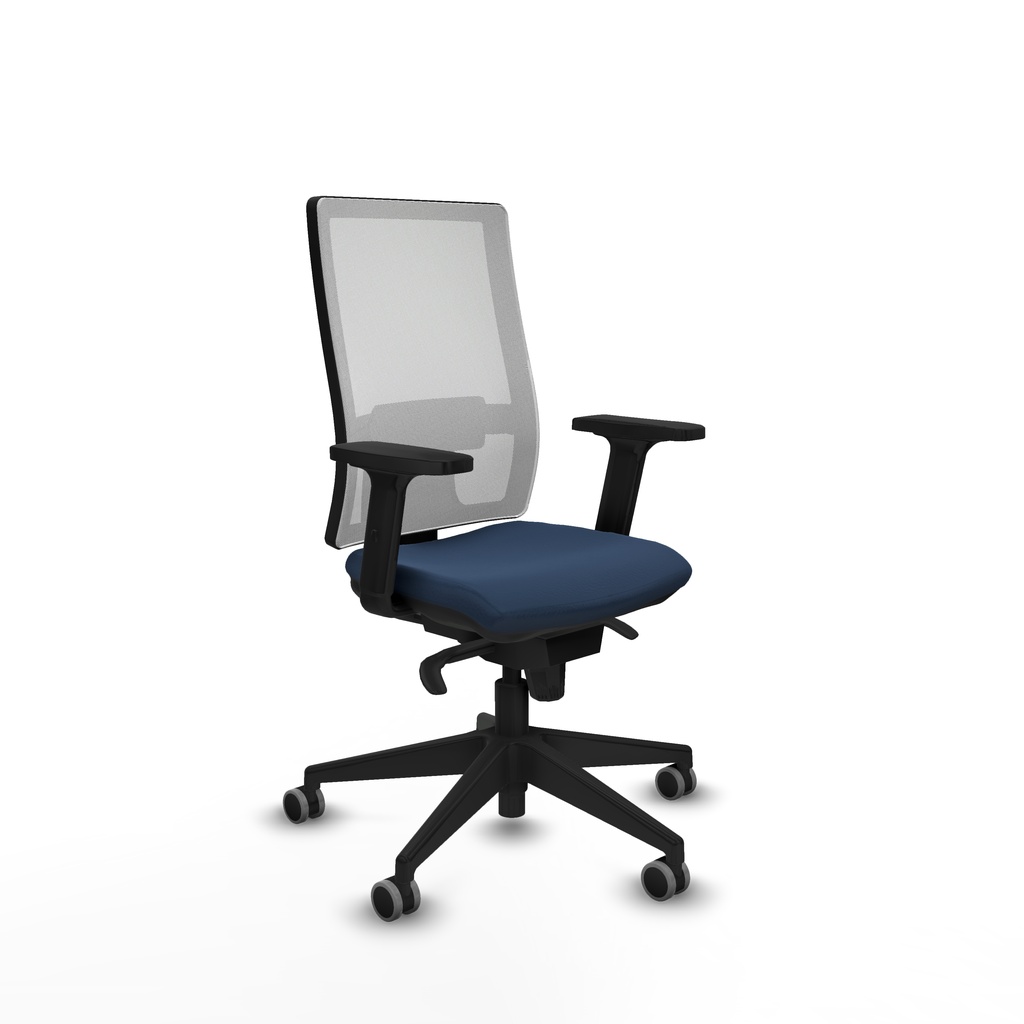 Horna sincro malla blanca similpiel azul marino brazos 2D base piramidal  ruedas 65mm engomadas