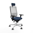 Horna sincro malla blanca similpiel azul marino brazos 3D base blanca cabecero 2D ruedas 65mm engomadas