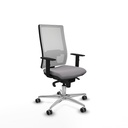 Horna sincro malla blanca similpiel gris brazos 1D base aluminio  ruedas 65mm engomadas