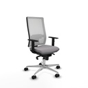Horna sincro malla blanca similpiel gris brazos 1D base aluminio  ruedas 65mm nailon