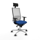 Horna sincro malla blanca similpiel azul brazos 1D base aluminio cabecero fijo ruedas 65mm engomadas