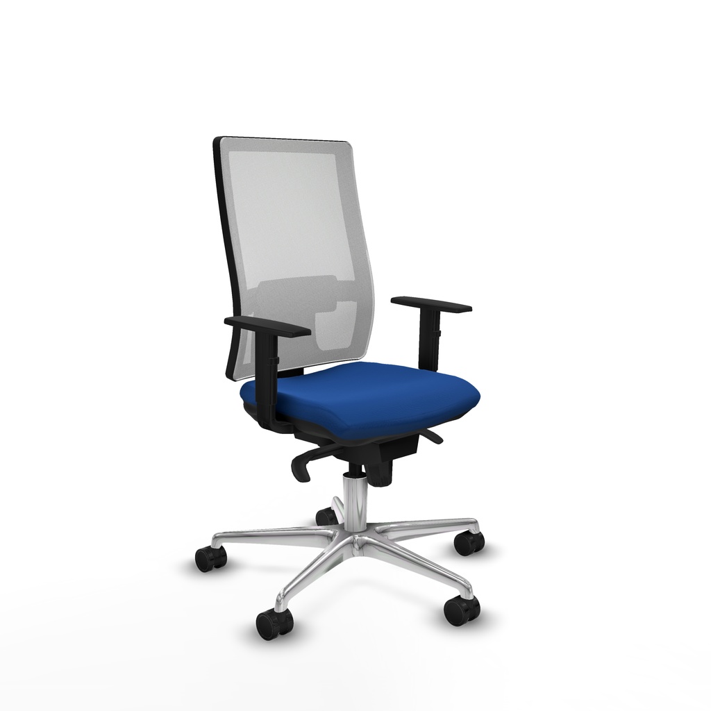 Horna sincro malla blanca similpiel azul brazos 1D base aluminio  ruedas 65mm nailon