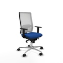 Horna sincro malla blanca similpiel azul brazos 1D base aluminio  ruedas 65mm nailon