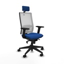 Horna sincro malla blanca similpiel azul brazos 2D base piramidal cabecero 2D ruedas 65mm nailon