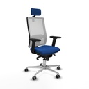 Horna sincro malla blanca similpiel azul brazos 2D base aluminio cabecero 2D ruedas 65mm engomadas