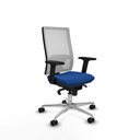 Horna sincro malla blanca similpiel azul brazos 2D base aluminio  ruedas 65mm nailon
