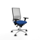Horna sincro malla blanca similpiel azul brazos 3D base aluminio  ruedas 65mm engomadas
