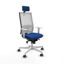 Horna sincro malla blanca similpiel azul brazos blancos base blanca cabecero 2D ruedas 65mm engomadas