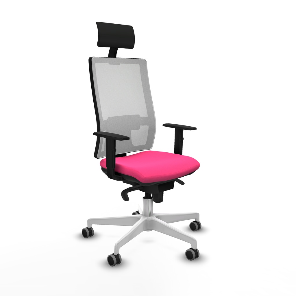 Horna sincro malla blanca similpiel rosa brazos 1D base blanca cabecero fijo ruedas 65mm engomadas