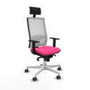 Horna sincro malla blanca similpiel rosa brazos 1D base blanca cabecero fijo ruedas 65mm engomadas