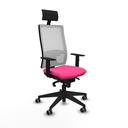 Horna sincro malla blanca similpiel rosa brazos 1D base piramidal cabecero fijo ruedas 65mm engomadas