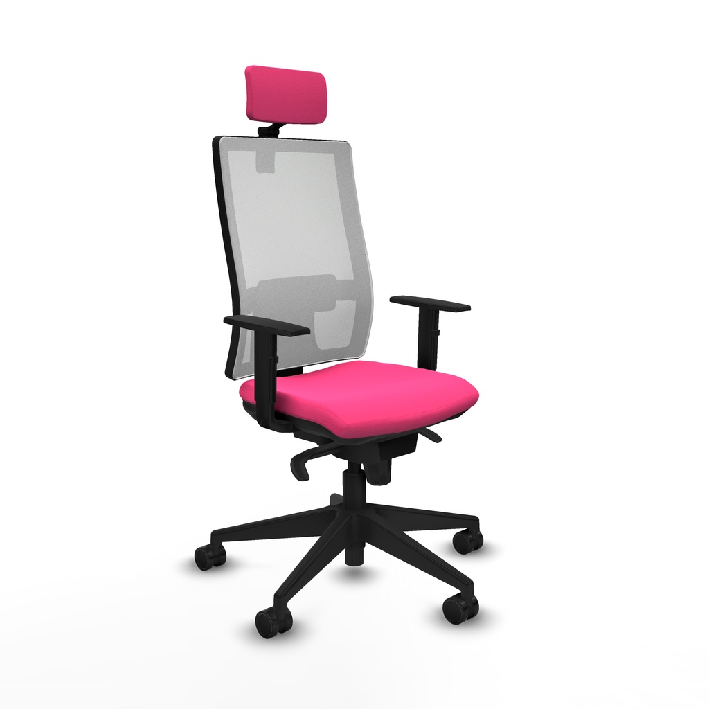 Horna sincro malla blanca similpiel rosa brazos 1D base piramidal cabecero 2D ruedas 65mm nailon