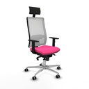 Horna sincro malla blanca similpiel rosa brazos 1D base aluminio cabecero fijo ruedas 65mm engomadas