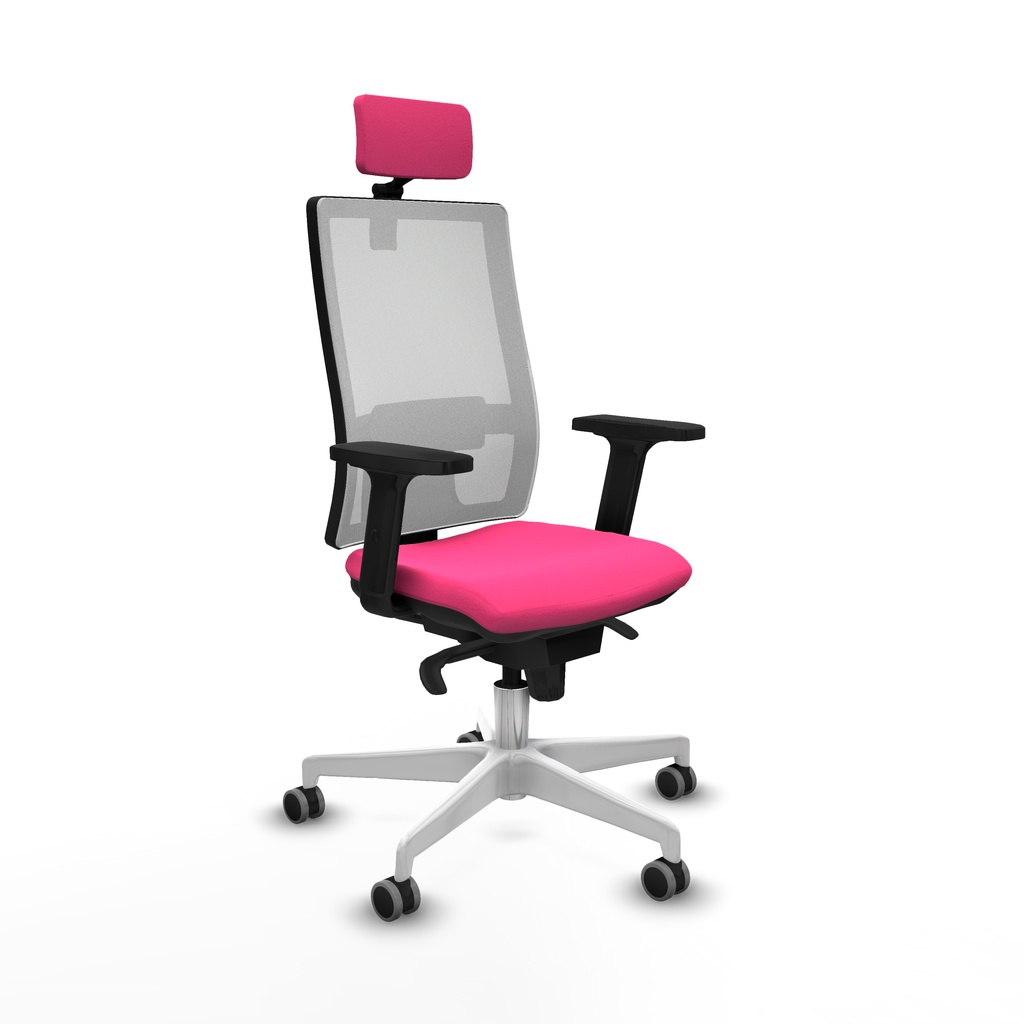 Horna sincro malla blanca similpiel rosa brazos 2D base blanca cabecero 2D ruedas 65mm engomadas