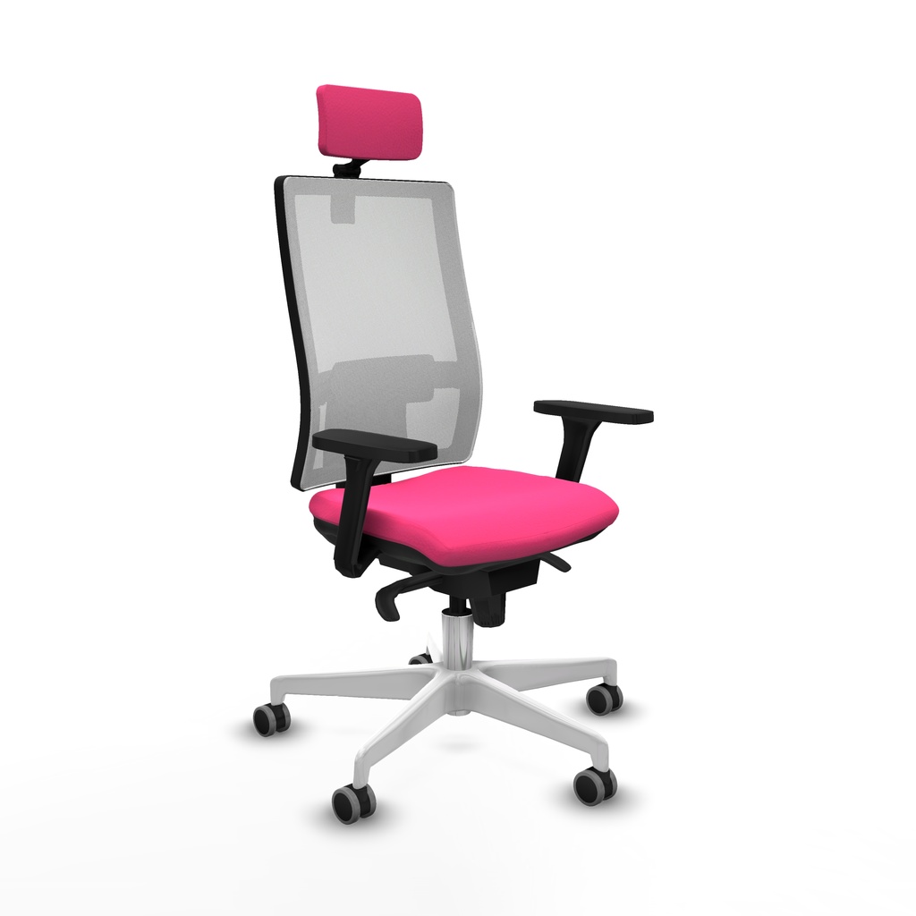 Horna sincro malla blanca similpiel rosa brazos 3D base blanca cabecero 2D ruedas 65mm engomadas