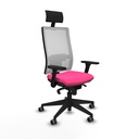 Horna sincro malla blanca similpiel rosa brazos 3D base piramidal cabecero fijo ruedas 65mm engomadas