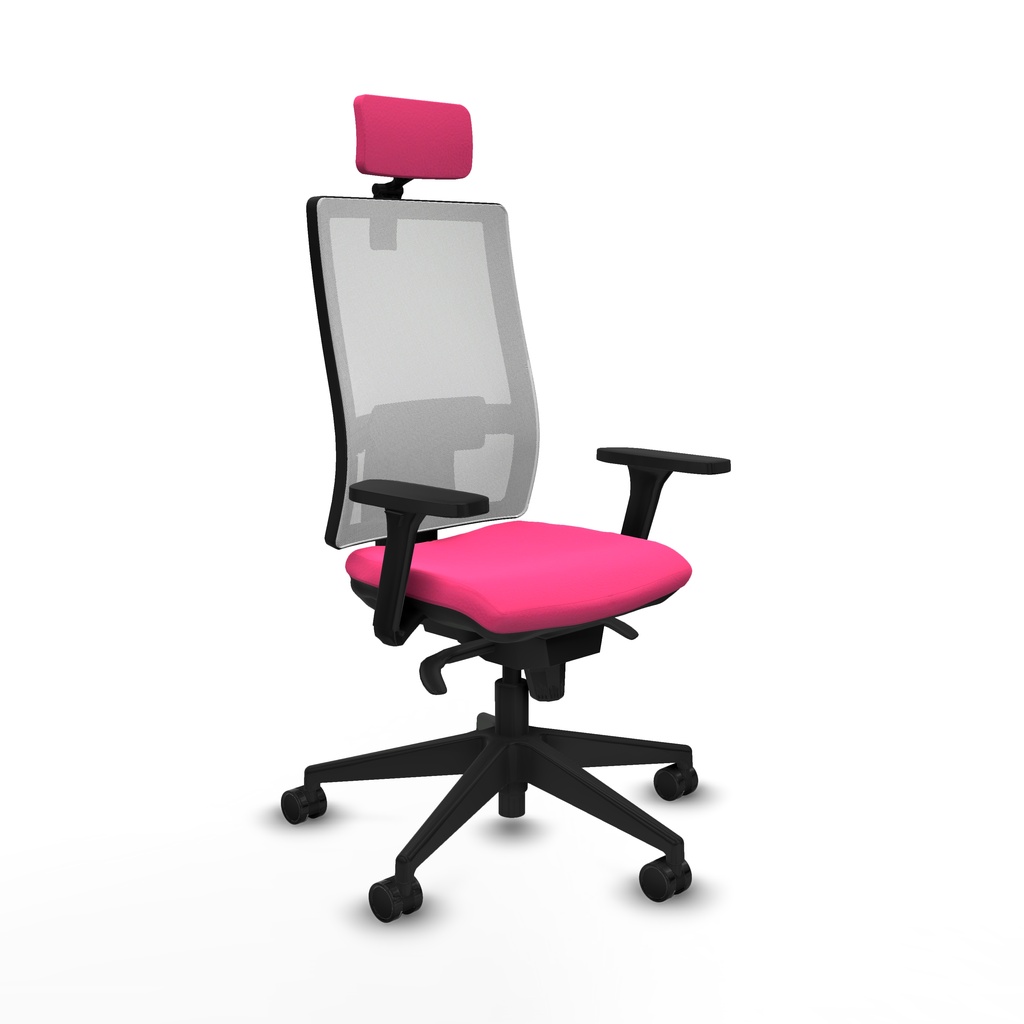 Horna sincro malla blanca similpiel rosa brazos 3D base piramidal cabecero 2D ruedas 65mm nailon