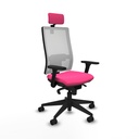 Horna sincro malla blanca similpiel rosa brazos 3D base piramidal cabecero 2D ruedas 65mm nailon