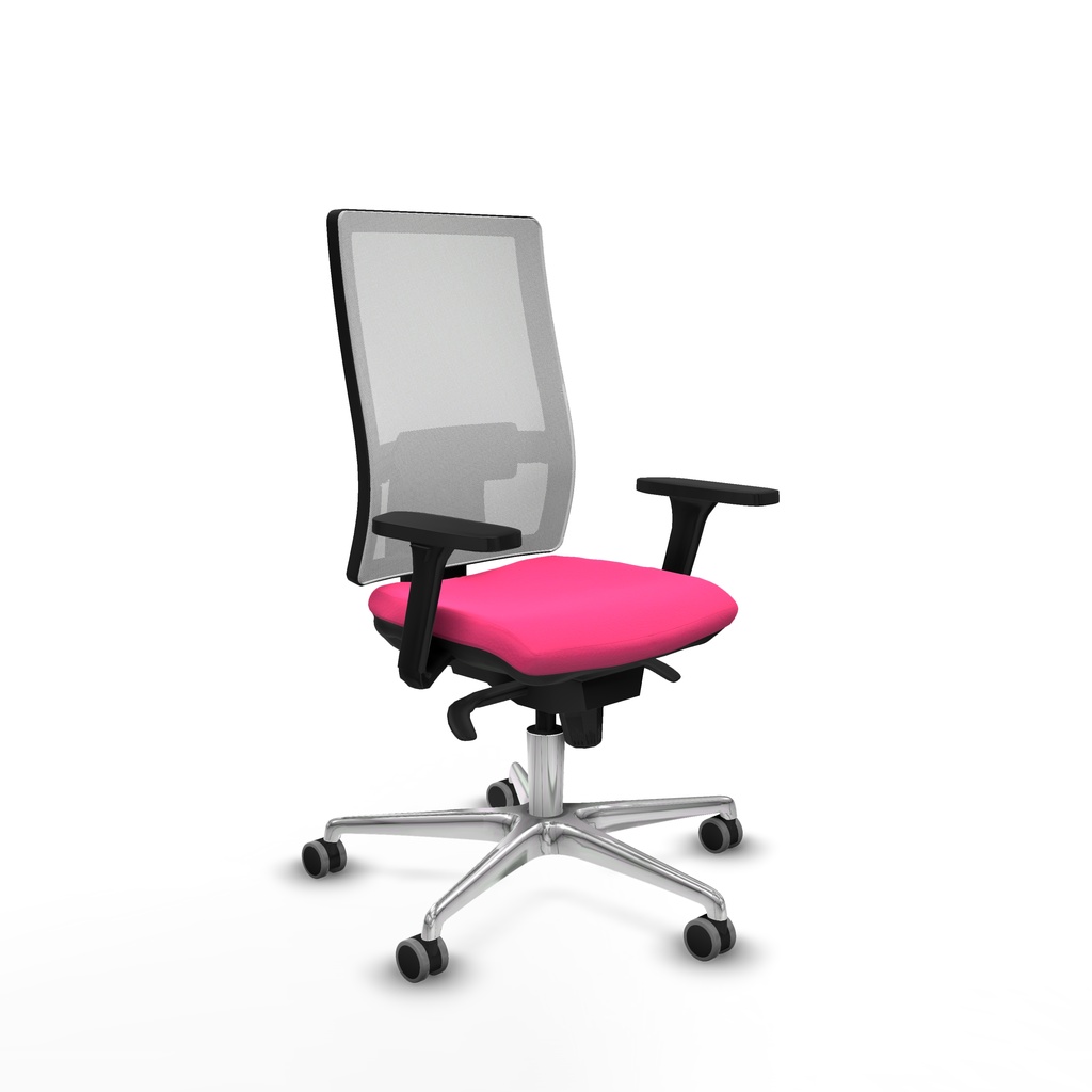 Horna sincro malla blanca similpiel rosa brazos 3D base aluminio  ruedas 65mm engomadas
