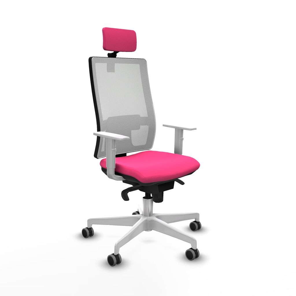 Horna sincro malla blanca similpiel rosa brazos blancos base blanca cabecero 2D ruedas 65mm engomadas