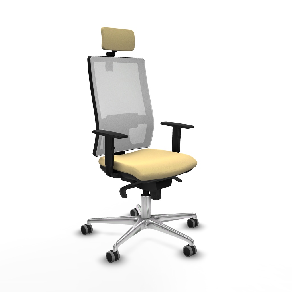 Horna sincro malla blanca similpiel crema brazos 1D base aluminio cabecero 2D ruedas 65mm engomadas