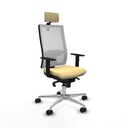 Horna sincro malla blanca similpiel crema brazos 1D base aluminio cabecero 2D ruedas 65mm nailon
