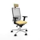 Horna sincro malla blanca similpiel crema brazos 2D base blanca cabecero 2D ruedas 65mm nailon