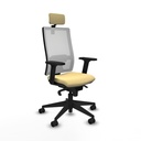 Horna sincro malla blanca similpiel crema brazos 2D base piramidal cabecero 2D ruedas 65mm nailon