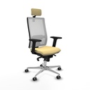 Horna sincro malla blanca similpiel crema brazos 2D base aluminio cabecero 2D ruedas 65mm engomadas