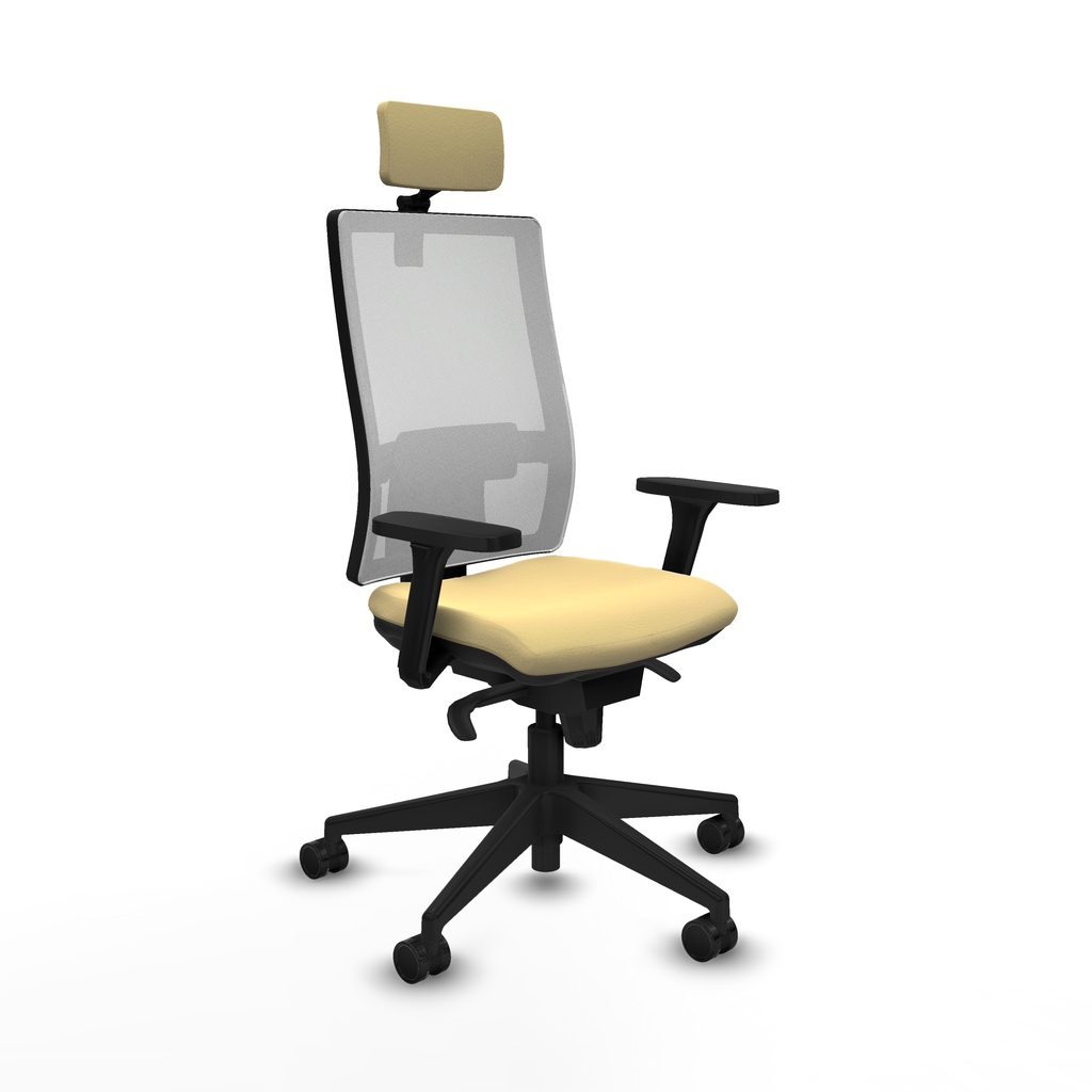 Horna sincro malla blanca similpiel crema brazos 3D base piramidal cabecero 2D ruedas 65mm nailon