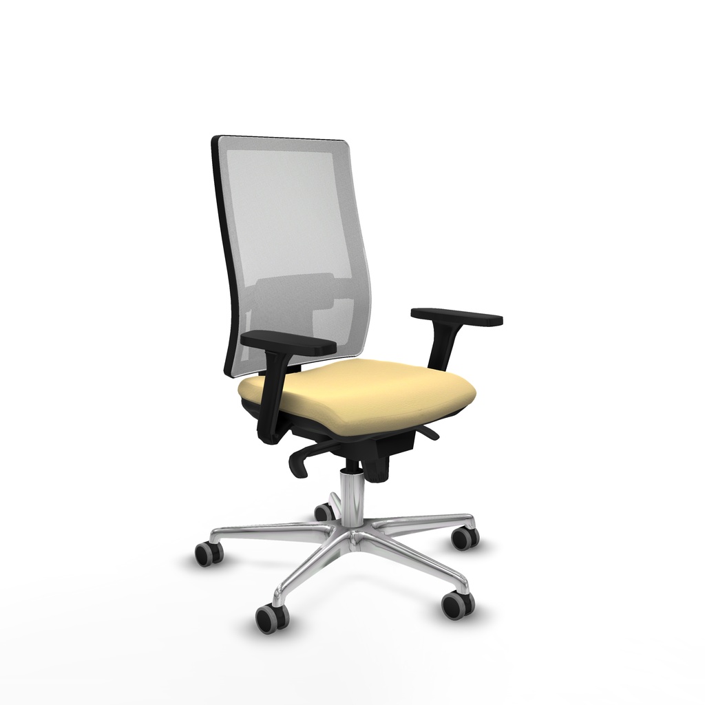 Horna sincro malla blanca similpiel crema brazos 3D base aluminio  ruedas 65mm engomadas