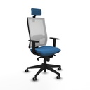Horna sincro malla blanca similpiel azul claro brazos 1D base piramidal cabecero 2D ruedas 65mm engomadas