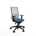 Horna sincro malla blanca similpiel azul claro brazos 1D base piramidal  ruedas 65mm nailon