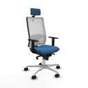 Horna sincro malla blanca similpiel azul claro brazos 1D base aluminio cabecero 2D ruedas 65mm nailon