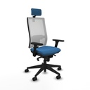Horna sincro malla blanca similpiel azul claro brazos 3D base piramidal cabecero 2D ruedas 65mm nailon