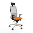 Horna sincro malla blanca similpiel naranja brazos 1D base blanca cabecero fijo ruedas 65mm engomadas