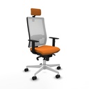 Horna sincro malla blanca similpiel naranja brazos 1D base blanca cabecero 2D ruedas 65mm nailon
