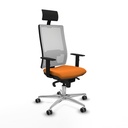 Horna sincro malla blanca similpiel naranja brazos 1D base aluminio cabecero fijo ruedas 65mm engomadas