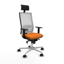 Horna sincro malla blanca similpiel naranja brazos 1D base aluminio cabecero fijo ruedas 65mm nailon