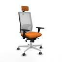 Horna sincro malla blanca similpiel naranja brazos 3D base blanca cabecero 2D ruedas 65mm engomadas