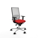 Horna sincro malla blanca similpiel rojo brazos 1D base aluminio  ruedas 65mm nailon